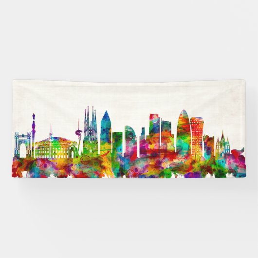 Barcelona Spain Skyline Spandoek (Horizontaal)
