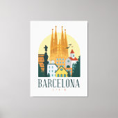 Barcelona Spain Skyline Stretched Canvas Print (Voorkant)