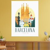 Barcelona Spain Skyline Stretched Canvas Print (Insitu (Woonkamer))