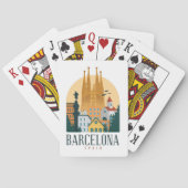 Barcelona Spain Skyline Travel Bagagelabel Pokerkaarten (Achterkant)