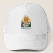 Barcelona Spain Skyline Trucker Hat Pet (Voorkant)