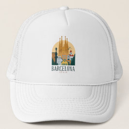 Barcelona Spain Skyline Trucker Hat Pet