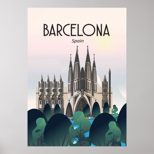 Barcelona Spain Travel Poster, Print, Poster (Voorkant)