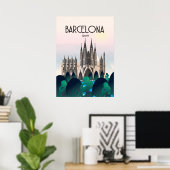 Barcelona Spain Travel Poster, Print, Poster (Thuiskantoor)