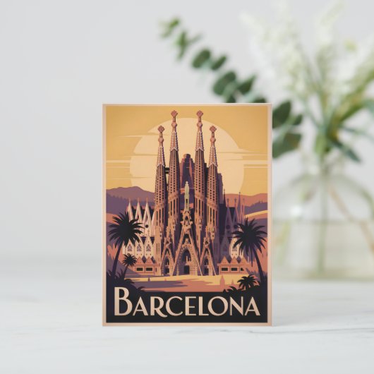 Barcelona Spain vintage Briefkaart (Staand voorkant)