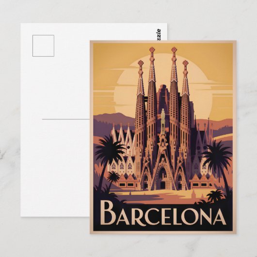 Barcelona Spain vintage Briefkaart (Voorkant / Achterkant)