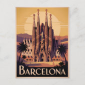 Barcelona Spain vintage Briefkaart (Voorkant)
