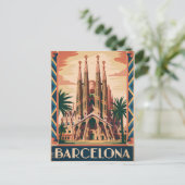 Barcelona Spain vintage Briefkaart (Staand voorkant)