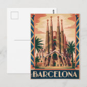 Barcelona Spain vintage Briefkaart (Voorkant / Achterkant)