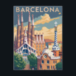 Barcelona Spain vintage Feestdagenkaart<br><div class="desc">Barcelona Spain vintage</div>