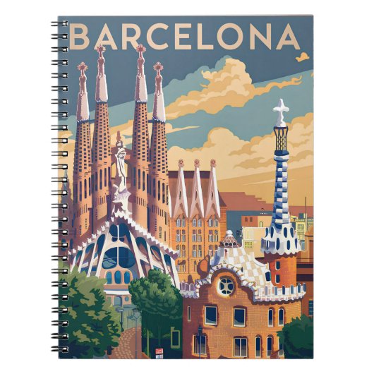 Barcelona Spain vintage Notitieboek (Voorkant)