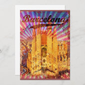 Barcelona, Spain, Vintage poster Kaart (Voorkant / Achterkant)