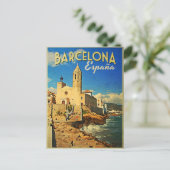 Barcelona Spain Vintage Travel Briefkaart (Staand voorkant)