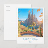 Barcelona Spain Vintage Travel Briefkaart (Voorkant / Achterkant)