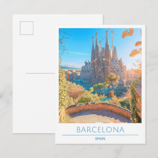 Barcelona Spain Vintage Travel Briefkaart (Voorkant / Achterkant)
