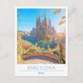 Barcelona Spain Vintage Travel Briefkaart (Voorkant)