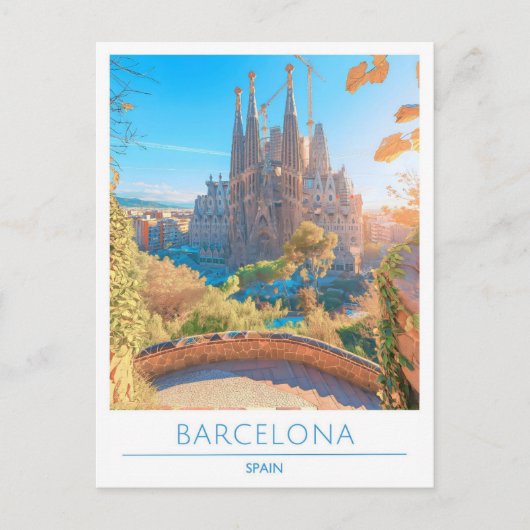 Barcelona Spain Vintage Travel Briefkaart (Voorkant)