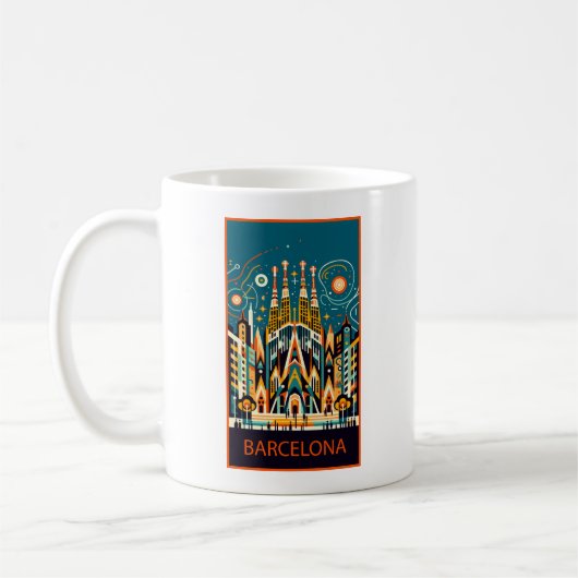 Barcelona Spanje Art Deco Koffiemok (Links)