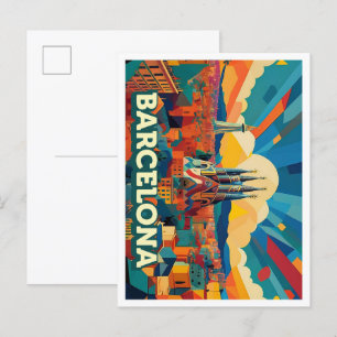 Barcelona Spanje artistiek kleurrijk Briefkaart