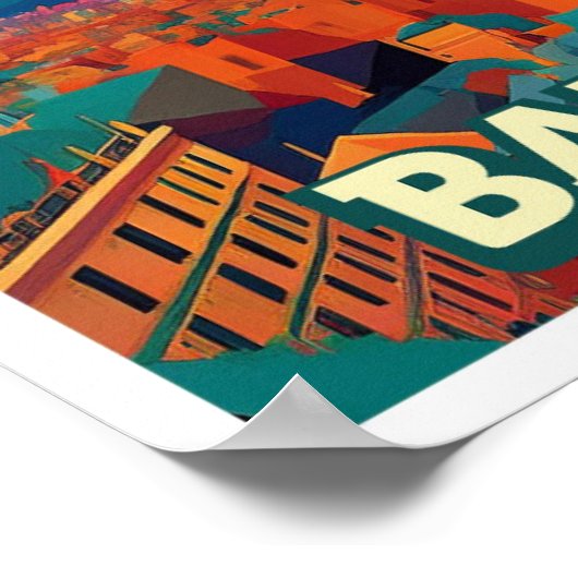 Barcelona Spanje artistiek kleurrijk Poster (Hoek)