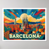 Barcelona Spanje artistiek kleurrijk Poster (Voorkant)