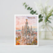 Barcelona Spanje Beroemde Travel Waterverf Sketch Briefkaart (Staand voorkant)