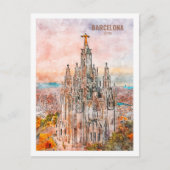 Barcelona Spanje Beroemde Travel Waterverf Sketch Briefkaart (Voorkant)