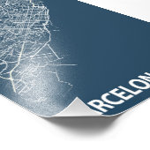 Barcelona - Spanje blauwdruk van de stadskaart Foto Afdruk (Hoek)