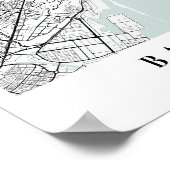 Barcelona Spanje Blue Water Street Map Poster (Hoek)