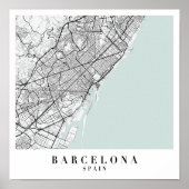 Barcelona Spanje Blue Water Street Map Poster (Voorkant)