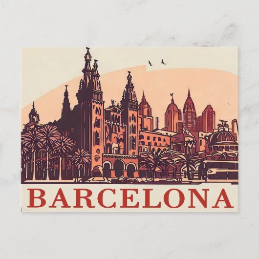 Barcelona Spanje Briefkaart (Voorkant)