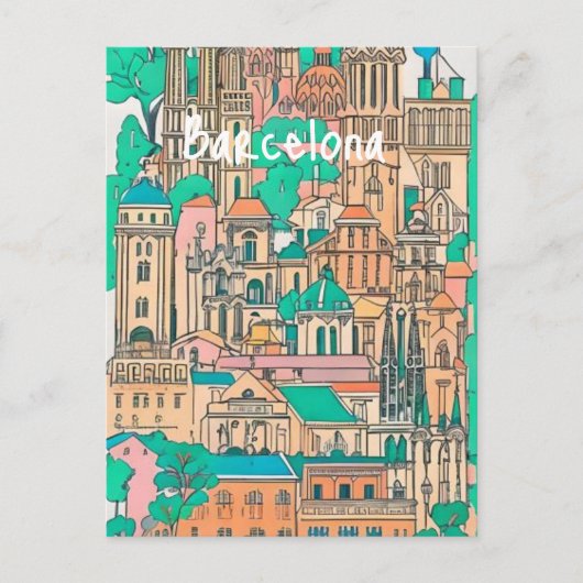 Barcelona Spanje Briefkaart (Voorkant)