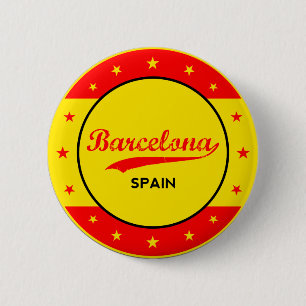 Barcelona, Spanje, cirkel met vlag Ronde Button 5,7 Cm