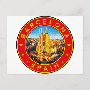 Barcelona, Spanje, cirkel, rood Briefkaart