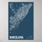 Barcelona Spanje City Map Line Art Blue Print (Voorkant)