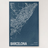 Barcelona Spanje City Map Line Art Blue Print Legpuzzel (Verticaal)