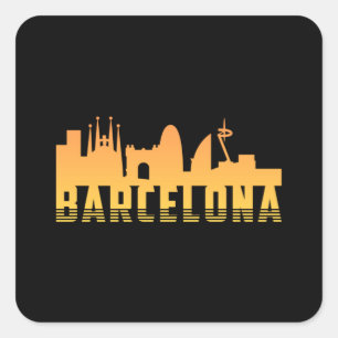 Barcelona Spanje City Skyline Cityscape Grappig ge Vierkante Sticker