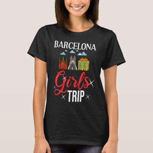 Barcelona Spanje City Trip Skyline Map Travel T-shirt (Voorkant)