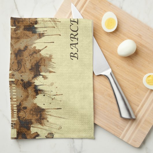 Barcelona Spanje Cityscape Theedoek (Quarter Fold)