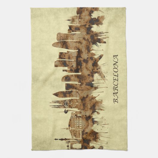 Barcelona Spanje Cityscape Theedoek (Verticaal)