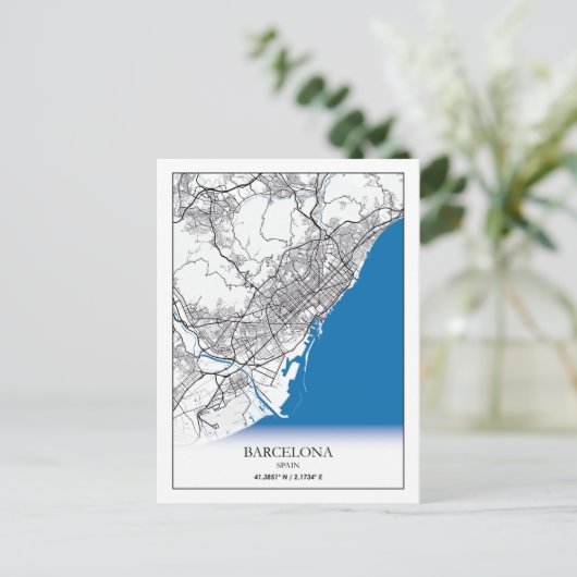 Barcelona Spanje: Eenvoudig minimumaantal ritten Briefkaart (Staand voorkant)