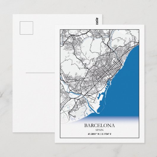 Barcelona Spanje: Eenvoudig minimumaantal ritten Briefkaart (Voorkant / Achterkant)