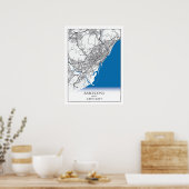 Barcelona Spanje: Eenvoudig minimumaantal ritten Poster (Keuken)