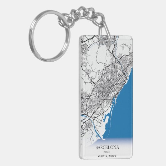 Barcelona Spanje: Eenvoudig minimumaantal ritten Sleutelhanger (Voorkant Links)