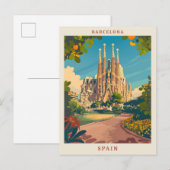 Barcelona Spanje Elegante Vintage Reizen Briefkaart (Voorkant / Achterkant)