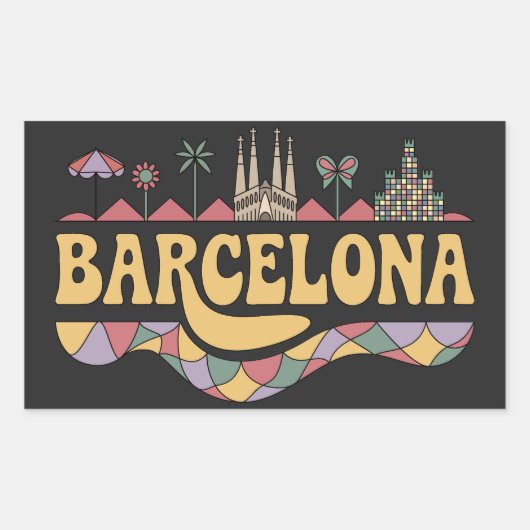 Barcelona Spanje Europa Rechthoekige Sticker (Voorkant)