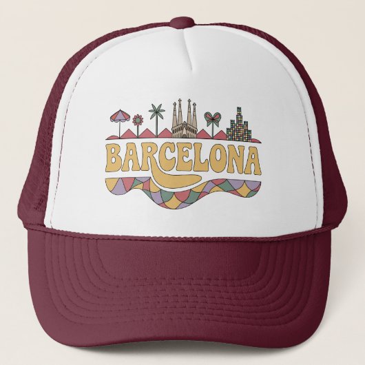 Barcelona Spanje Europa Trucker Pet (Voorkant)
