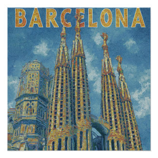 Barcelona Spanje Historische Kathedraal Oude Reis Perfect Poster