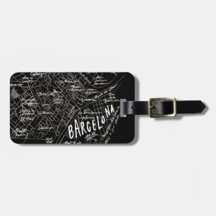 Barcelona Spanje Kaart Bagage Label - Zwart Vintag