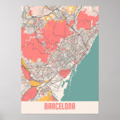 Barcelona - Spanje - Kaart van de stad Chalk Poster (Voorkant)